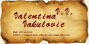 Valentina Vakulović vizit kartica